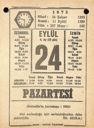 24 Eylül 1973 Takvim Yaprağı - Doğum Günü Hediyesi EFM(N)9870 - 1