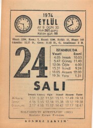 24 Eylül 1974 Takvim Yaprağı EFM(N)2811 - 1