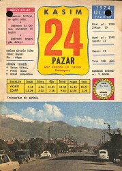 24 Kasım 1974 Takvim Yaprağı - Doğum Günü Hediyesi EFM(N)10697 - 2