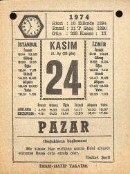 24 Kasım 1974 Takvim Yaprağı - Doğum Günü Hediyesi EFM(N)10786 - 4