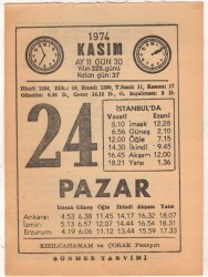 24 Kasım 1974 Takvim Yaprağı EFM(N)3334 - 1