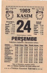 24 Kasım 1983 Takvim Yaprağı EFM(N)3968 - 3