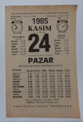 24 Kasım 1985 Takvim Yaprağı - Doğum Günü Hediyesi EFM(N)6700 - 1