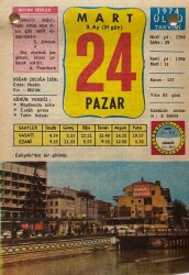 24 Mart 1974 Takvim Yaprağı - Doğum Günü Hediyesi EFM(N)8059 - 2