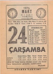 24 Mart 1976 Takvim Yaprağı EFM(N)5965 - 3