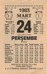 24 Mart 1983 Takvim Yaprağı EFM(N)5841 - 1