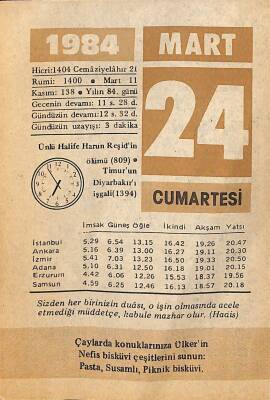 24 Mart 1984 Takvim Yaprağı - Doğum Günü Hediyesi EFM(N)12660 - 1