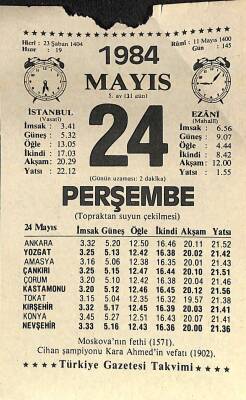 24 Mayıs 1984 Takvim Yaprağı - Doğum Günü Hediyesi EFM(N)11308 - 1