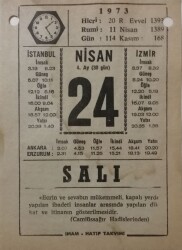 24 Nisan 1973 Takvim Yaprağı - Doğum Günü Hediyesi EFM(N)8121 - 2