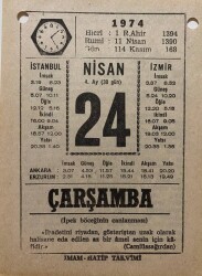 24 Nisan 1974 Takvim Yaprağı - Doğum Günü Hediyesi EFM(N)8181 - 2