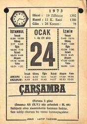 24 Ocak 1973 Takvim Yaprağı - Doğum Günü Hediyesi EFM(N)10832 - 4