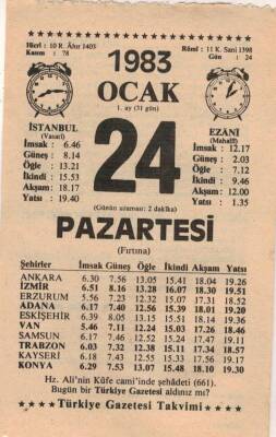 24 Ocak 1983 Takvim Yaprağı EFM(N)4577 - 1