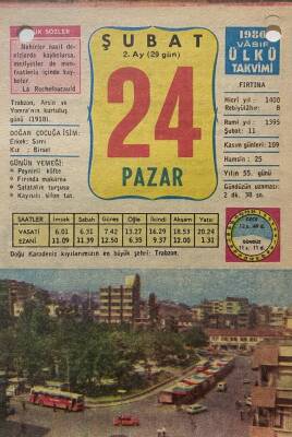 24 Şubat 1980 Takvim Yaprağı - Doğum Günü Hediyesi EFM(N)7848 - 1