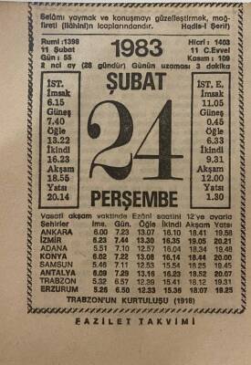 24 Şubat 1983 Takvim Yaprağı - Doğum Günü Hediyesi EFM(N)7821 - 1