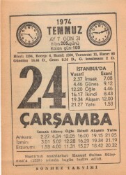 24 Temmuz 1974 Takvim Yaprağı EFM(N)2115 - 2