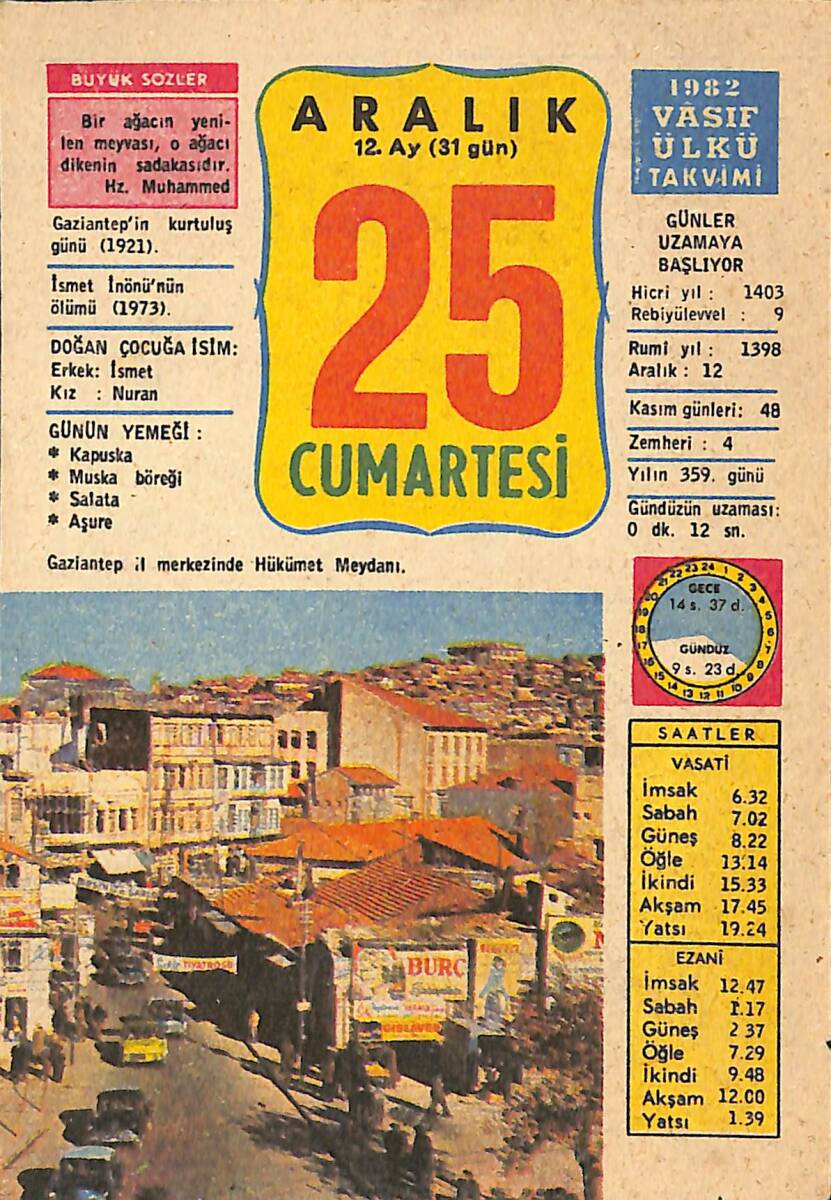 25 Aralık 1982 Takvim Yaprağı - Doğum Günü Hediyesi EFMN13650 - 1