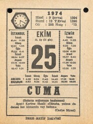 25 Ekim 1974 Takvim Yaprağı - Doğum Günü Hediyesi EFM(N)10586 - 4