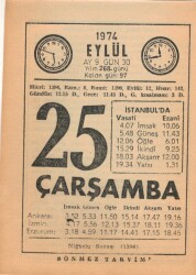 25 Eylül 1974 Takvim Yaprağı EFM(N)2812 - 2