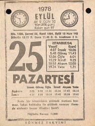 25 Eylül 1978 Takvim Yaprağı - Doğum Günü Hediyesi EFM(N)9774 - 1