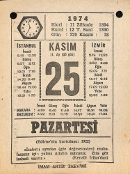 25 Kasım 1974 Takvim Yaprağı - Doğum Günü Hediyesi EFM(N)10787 - 4