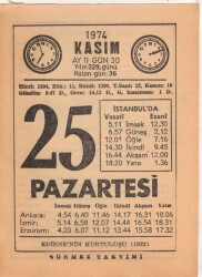 25 Kasım 1974 Takvim Yaprağı EFM(N)3335 - 3