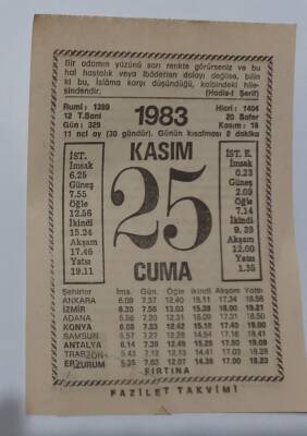 25 Kasım 1983 Takvim Yaprağı - Doğum Günü Hediyesi EFM(N)6932 - 1