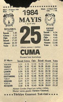 25 Mayıs 1984 Takvim Yaprağı - Doğum Günü Hediyesi EFM(N)11814 - 1