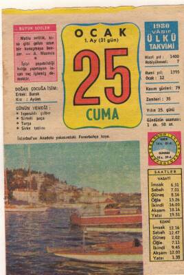 25 Ocak 1980 Takvim Yaprağı EFM(N)5072 - 1