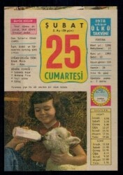 25 Şubat 1978 Vasıf Ülkü Takvimi Yaprağı EFM618 - 1