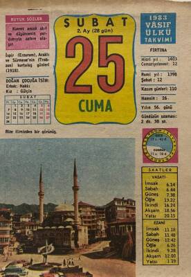 25 Şubat 1983 Takvim Yaprağı - Doğum Günü Hediyesi EFM(N)7747 - 1