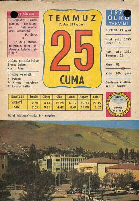 25 Temmuz 1975 Takvim Yaprağı - Doğum Günü Hediyesi EFM(N)9289 - 1