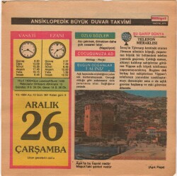 26 Aralık 1984 Takvim Yaprağı EFM(N)4092 - 3