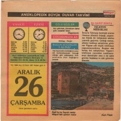 26 Aralık 1984 Takvim Yaprağı EFM(N)4092 - 1