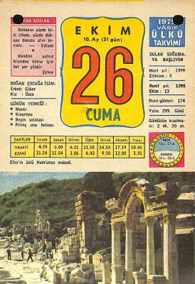 26 Ekim 1979 Takvim Yaprağı - Doğum Günü Hediyesi EFM(N)11763 - 1