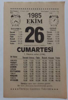 26 Ekim 1985 Takvim Yaprağı - Doğum Günü Hediyesi EFM(N)6671 - 1