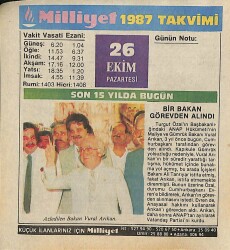 26 Ekim 1987 Resimli Takvim Yaprağı - Doğum Günü Hediyesi EFM(N)10524 - 3