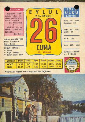 26 Eylül 1975 Takvim Yaprağı - Doğum Günü Hediyesi EFM(N)10422 - 1