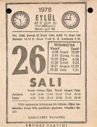 26 Eylül 1978 Takvim Yaprağı - Doğum Günü Hediyesi EFM(N)9775 - 1