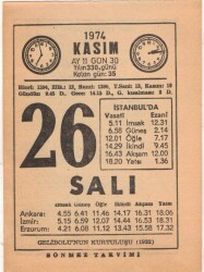 26 Kasım 1974 Takvim Yaprağı EFM(N)3336 - 3