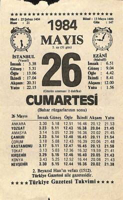 26 Mayıs 1984 Takvim Yaprağı - Doğum Günü Hediyesi EFM(N)11250 - 1