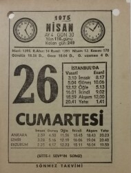 26 Nisan 1975 Takvim Yaprağı - Doğum Günü Hediyesi EFM(N)8153 - 2