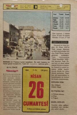 26 Nisan 1980 Takvim Yaprağı - Doğum Günü Hediyesi EFM(N)8410 - 2