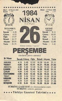 26 Nisan 1984 Takvim Yaprağı - Doğum Günü Hediyesi EFM(N)11328 - 1