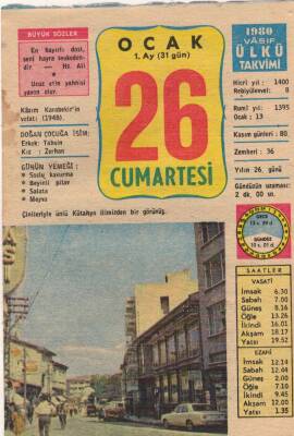 26 Ocak 1980 Takvim Yaprağı EFM(N)5073 - 1