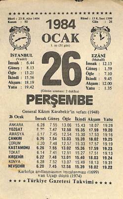 26 Ocak 1984 Takvim Yaprağı - Doğum Günü Hediyesi EFM(N)11556 - 1