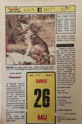 26 Şubat 1980 Takvim Yaprağı - Doğum Günü Hediyesi EFM(N)7635 - 1