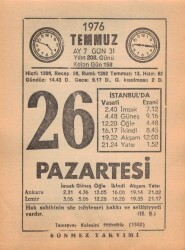 26 Temmuz 1976 Takvim Yaprağı EFM(N)2140 - 2