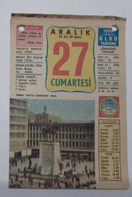 27 Aralık 1980 Takvim Yaprağı - Doğum Günü Hediyesi EFM(N)6554 - 1