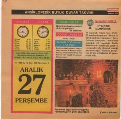 27 Aralık 1984 Takvim Yaprağı EFM(N)4093 - 3