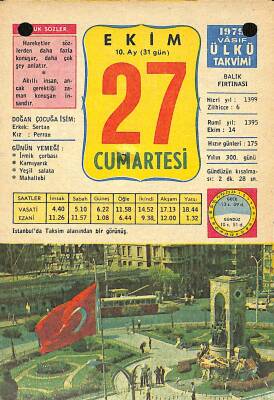 27 Ekim 1979 Takvim Yaprağı - Doğum Günü Hediyesi EFM(N)11762 - 1